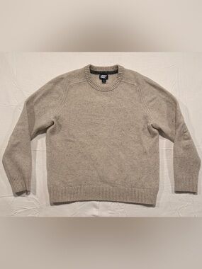 Lands' End 100% Lamb’s Wool Crewneck Sweater in Light Taupe